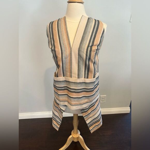 ROSETTA GETTY Striped White, Grey, Orange, Apron Halter Women's Top Size 10 - Picture 5 of 12